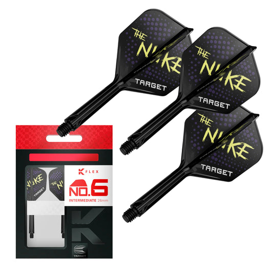 TARGET Darts Luke Littler K Flex Flights and Shaft System No.6 Intermediate (26mm) Pack of 3 Kflex All in One Flights Player Edition Darts Accessories | K-Flex No 6 Flight & Intermediate Dart Stem