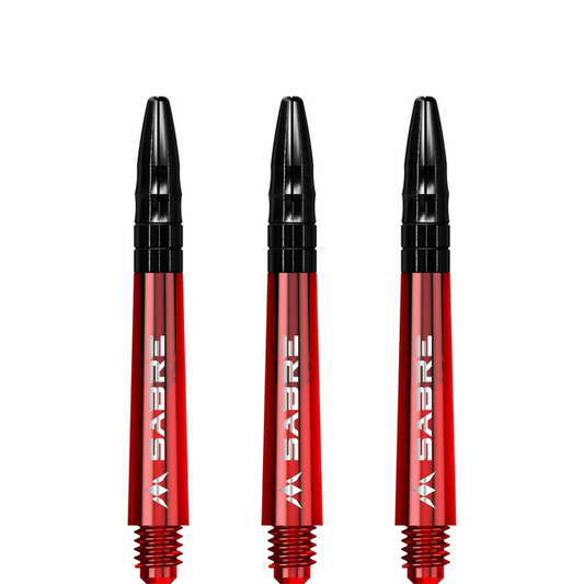 Mission Sabre Shafts - Polycarbonate Dart Stems - Red - Black Top