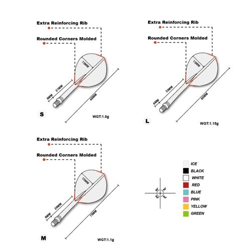 Teardrop Integrated dart Flight, Solid