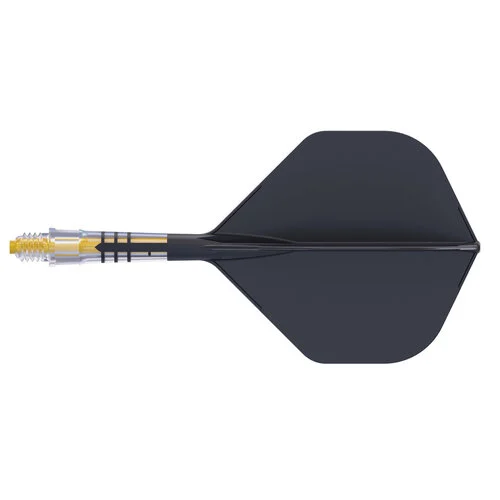 ROST T19 Carbon Integrated Dart Flights, Big Standard Wing Shape, Black Flight, Yellow Carbon Rod