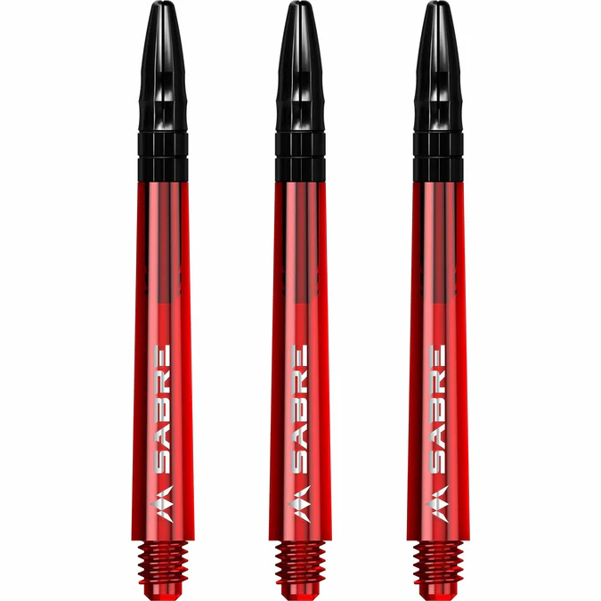 Mission Sabre Shafts - Polycarbonate Dart Stems - Red - Black Top