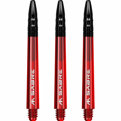 Mission Sabre Shafts - Polycarbonate Dart Stems - Red - Black Top