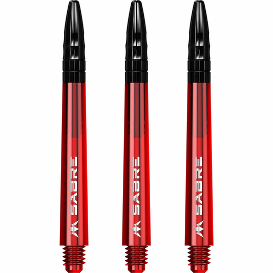 Mission Sabre Shafts - Polycarbonate Dart Stems - Red - Black Top