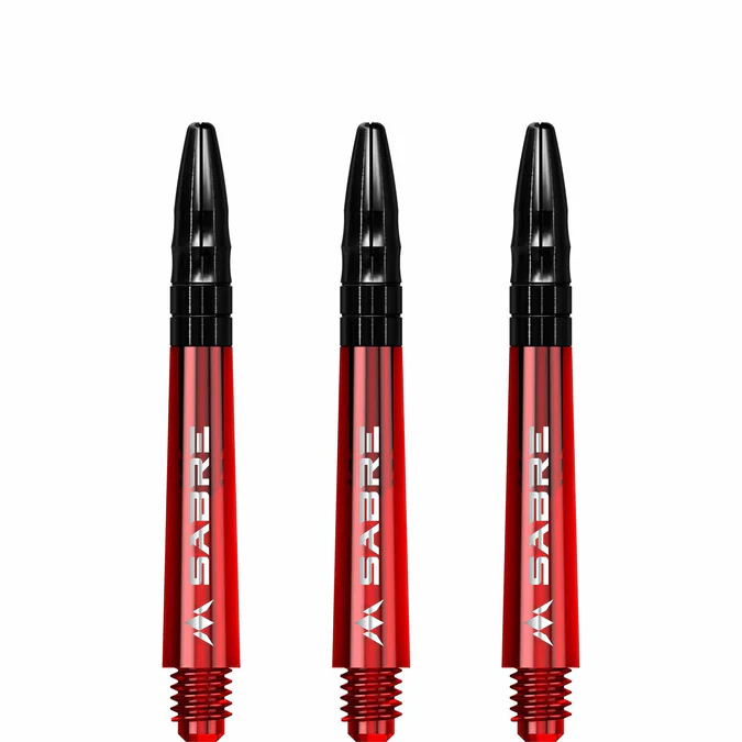 Mission Sabre Shafts - Polycarbonate Dart Stems - Red - Black Top