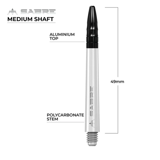 Mission Sabre Shafts - Polycarbonate Dart Stems - White - Black Top