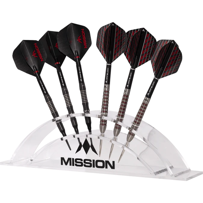 MISSION STATION 6 - HOLDS 6 DARTS - ACRYLIC DARTS DISPLAY ARC