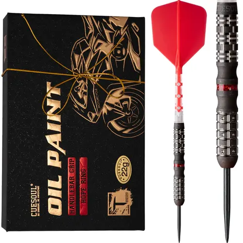 CUESOUL MOTORCYCLE 90% 22g Steel Tip Tungsten Dart Set with Red hope ring, Handbar