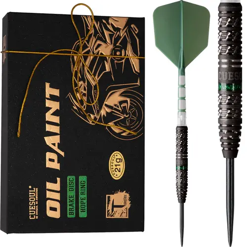 CUESOUL MOTORCYCLE 90% 21g Steel Tip Tungsten Dart Set with Green hope ring, Brake Disk