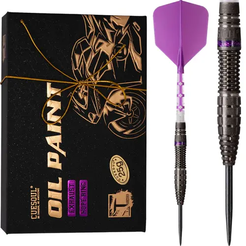 CUESOUL MOTORCYCLE 90% 25g Steel Tip Tungsten Dart Set with Purple hope ring, Spokes