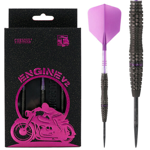 CUESOUL ENGINE V2 Steel Tip Dart Set, 90% Tungsten, 22g, Purple Hope Ring