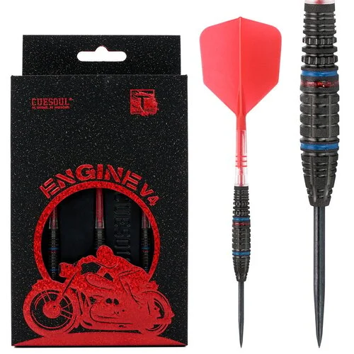 CUESOUL ENGINE V4 Steel Tip Dart Set, 90% Tungsten, 21g, Red Hope Ring