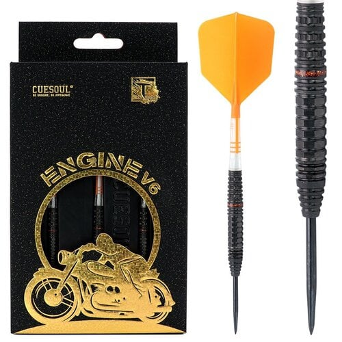 CUESOUL ENGINE V6 Steel Tip Dart Set, 90% Tungsten, 22g, Golden Hope Ring