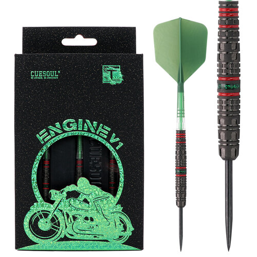 CUESOUL ENGINE V1 Steel Tip Dart Set, 90% Tungsten, 23g, Green Hope Ring