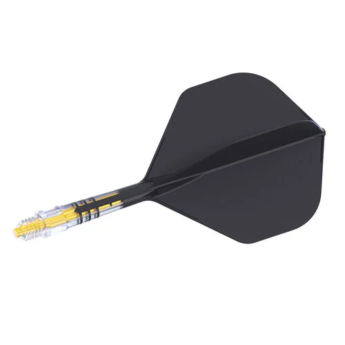 ROST T19 Carbon Integrated Dart Flights, Big Standard Wing Shape, Black Flight, Yellow Carbon Rod