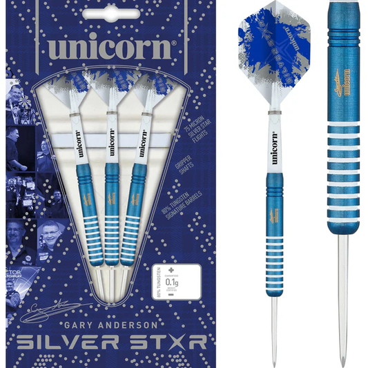 Blue Silver Star Gary Anderson Steel Tip Dart - 80% Tungsten