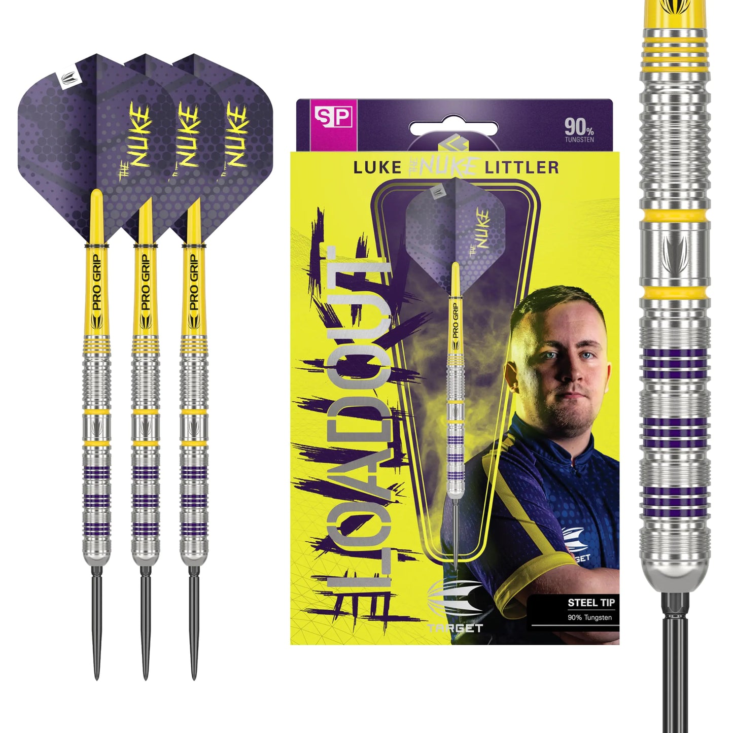 Target Darts Luke Littler Loadout 90% Tungsten Steel Tip Darts Set - 23G Stahlspitze Dart The Nuke Player Edition Dart Set Swiss Point Darts SP Tool Inklusive