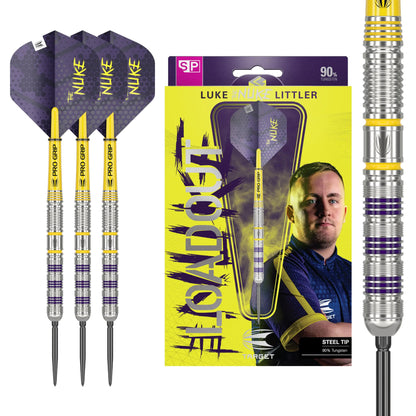 Target Darts Luke Littler Loadout 90% Tungsten Steel Tip Darts Set - 23G Stahlspitze Dart The Nuke Player Edition Dart Set Swiss Point Darts SP Tool Inklusive